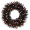 24&#x22; Pre-Lit Black Fir Artificial Christmas Wreath, Orange Dura-Lit LED Lights
